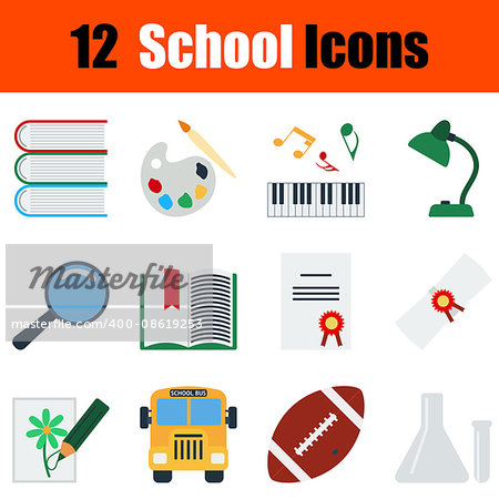 Flat design education icon set in ui colors. Vector illustration.