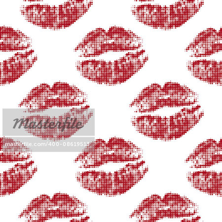 Seamless background of halftone red attractive woman lips.