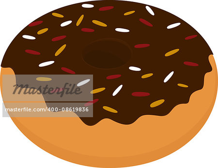 Chocolate glazed donut icon, sweet snack isolated on white