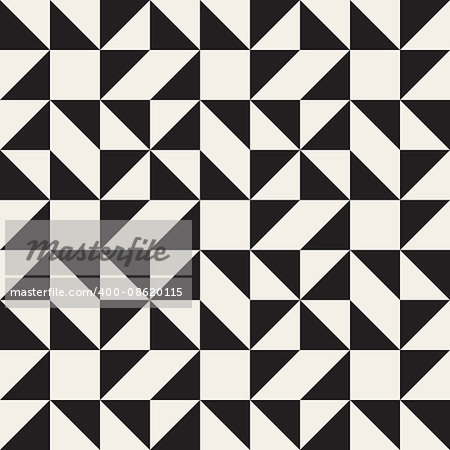 Vector Seamless Black and White Geometric Square Triangle Tessellation Pattern Abstract Background