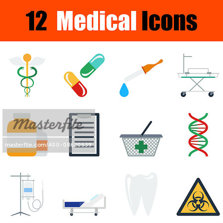 Flat design medical icon set in ui colors. Vector illustration.