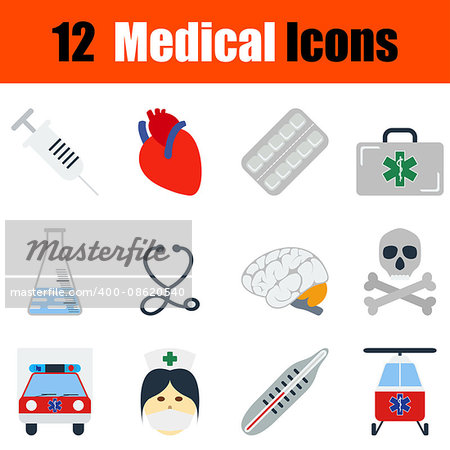 Flat design medical icon set in ui colors. Vector illustration.