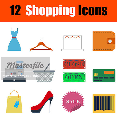 Flat design shopping icon set in ui colors. Vector illustration.