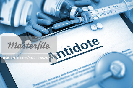Antidote, Medical Concept with Pills, Injections and Syringe. Diagnosis - Antidote On Background of Medicaments Composition - Pills, Injections and Syringe. 3D. Antidote, Medical Concept with Pills, Injections and Syringe. Diagnosis - Antidote On Background of Medicaments Composition - Pills, Injections and Syringe. 3D.