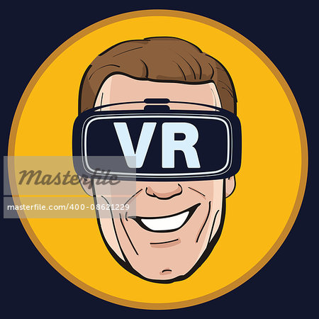 Man with Virtual reality glasses icon