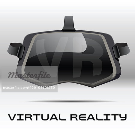 Original stereoscopic 3d vr headset. Front view. illustration Isolated on white background.