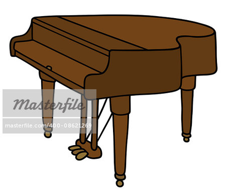 Hand drawing of a classic brown grand piano