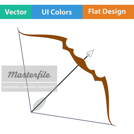 Flat design icon of bow and arrow  in ui colors. Vector illustration.