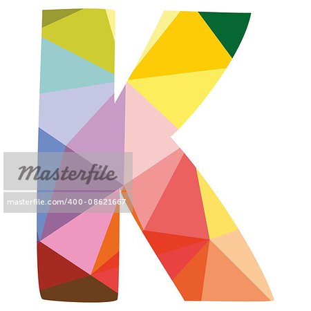 K vector low poly wrapping surface pastel alphabet letter isolated on white background