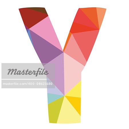 Y vector low poly wrapping surface pastel alphabet letter isolated on white background