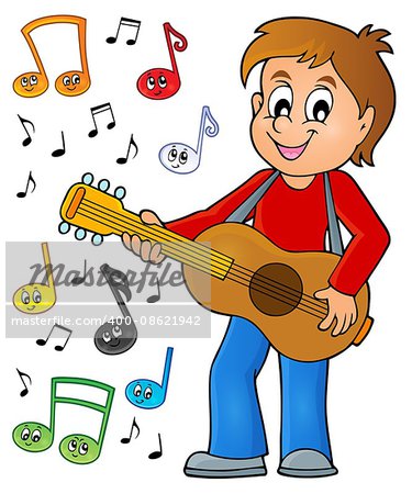 Boy guitar player theme image 2 - eps10 vector illustration.