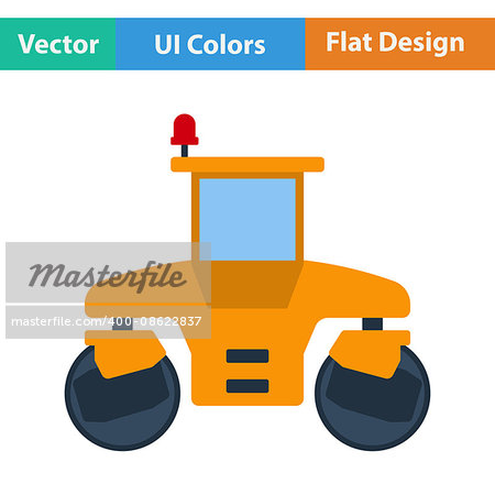 Flat design icon of road roller in ui colors. Vector illustration.
