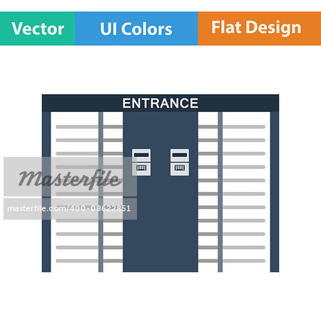 Stadium entrance turnstile icon. Flat design in ui colors. Vector illustration.