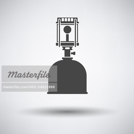 Camping gas burner lamp icon on gray background with round shadow. Vector illustration.