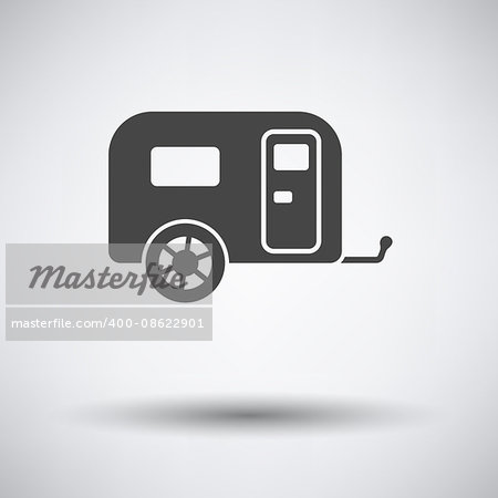 Camping family caravan car  icon on gray background with round shadow. Vector illustration.