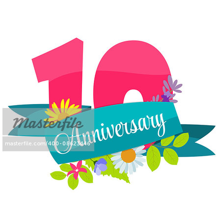 Cute Template 10 Years Anniversary Vector Illustration EPS10