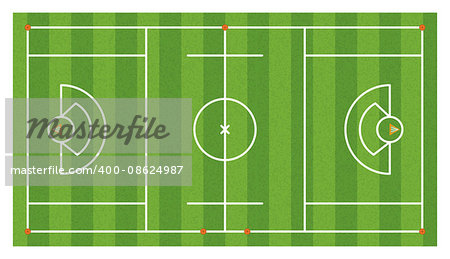 An aerial view of a lacrosse field with lines and goals. Vector EPS 10 available.