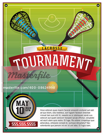 A template for a lacrosse tournament. Vector EPS 10 available. Type has been converted to outlines but file is layered.