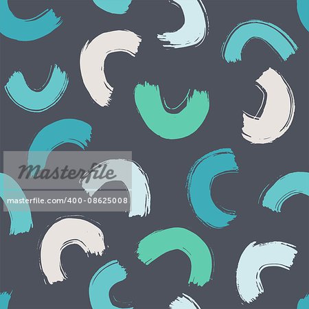 Modern grunge pattern, vector seamless thick brushstrokes pattern in trendy colors, hipster background, grunge curves