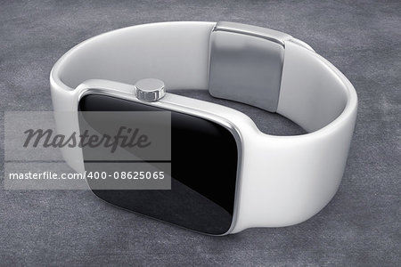 3d illustration of digital smart watch of white color