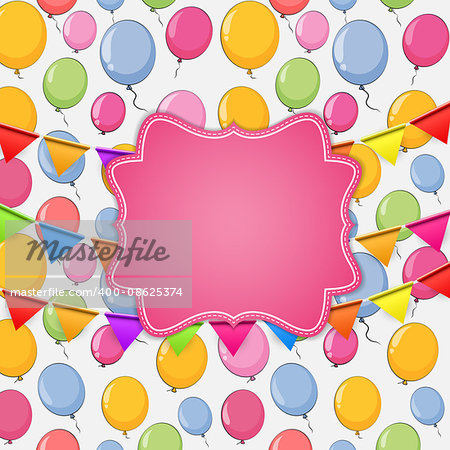 Happy Birthday Card Template with Balloons Vector Illustration EPS10