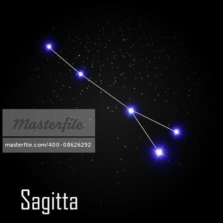 Sagitta Constellation with Beautiful Bright Stars on the Background of Cosmic Sky Vector Illustration EPS10