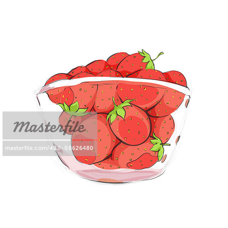 Strawberries in cup on white backgound