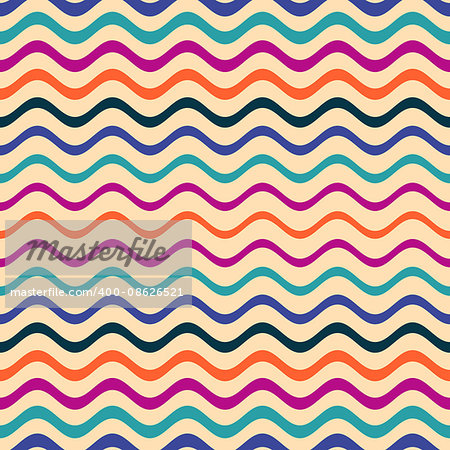 Colorful vector retro seamless gradient wavy line pattern