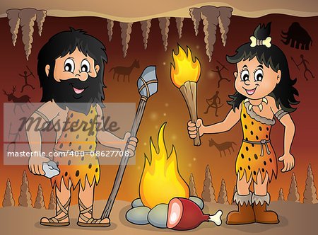 Cave people theme image 1 - eps10 vector illustration.