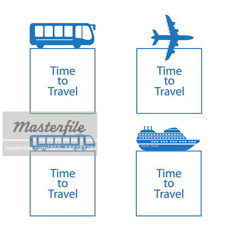 Vector illustration time to travel concept . Bus ship, train, jet travel symbol