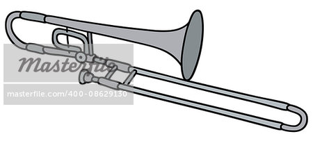 Hand drawing of a classic silver trombone