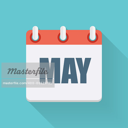 May Dates Flat Icon with Long Shadow. Vector Illustration EPS10