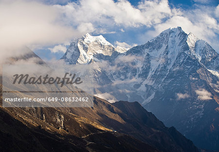 Snowy mountains overlooking valley