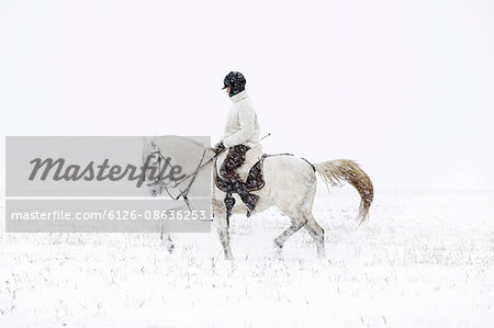 Sweden, Teenage girl (14-15) riding horse