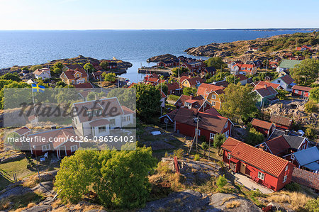 Sweden, Sodermanland, Stockholm archipelago, Oja, Landsort, Seaside village on clear day