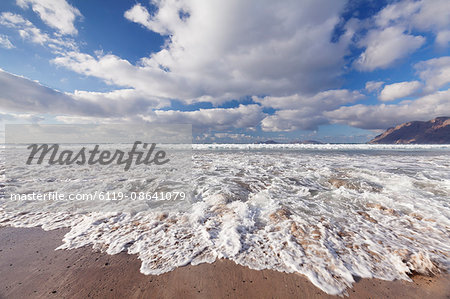 View from Famara Beach to La Graciosa Island, Lanzarote, Canary Islands, Spain, Atlantic, Europe