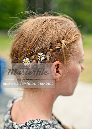 Sweden, Oland, Woman with braided hair