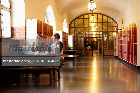 Sweden, Stockholm, Ostermalm, Students learning at school