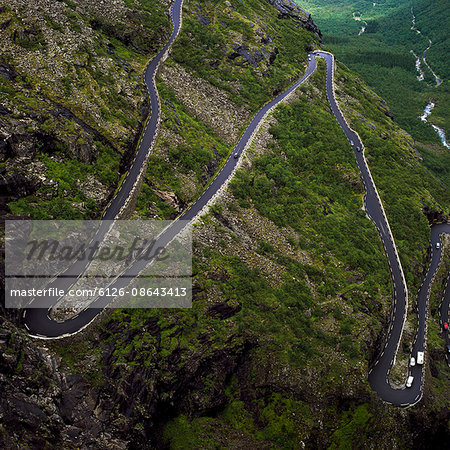 Norway, Trollstigen, Winding road in summer