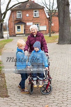 Sweden, Smaland, Tingsryd, Great-grandmother and children