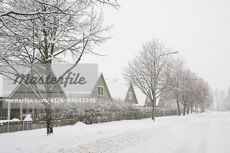 Sweden, Vastmanland, Bergslagen, Hallefors, Silvergruvan, Village in winter