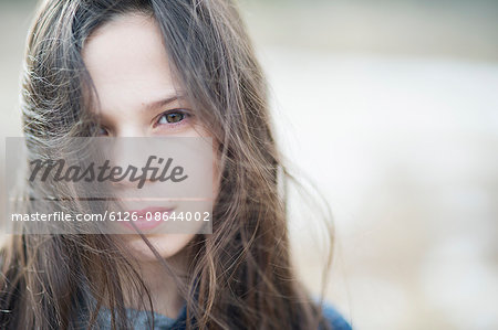 Sweden, Portrait of girl (10-11) with messy brown hair