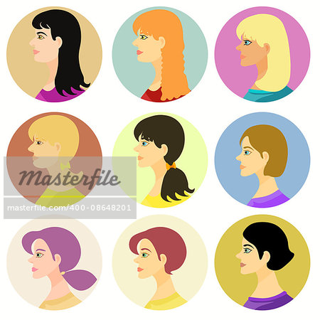 women, girlavatar on a colored background. vector illustration
