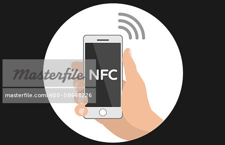 NFC concept flat icon payment with mobile phone