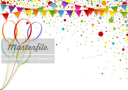 Colorful Celebration Background with Party Balloons - Colored Illustration, Vector