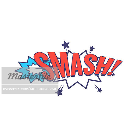 Smash Comic Speech Bubble Bright Color Classic Comic Book Style Flat Vector Design Sticker