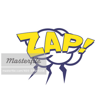 Zap With Lightnings Comic Speech Bubble Bright Color Classic Comic Book Style Flat Vector Design Sticker