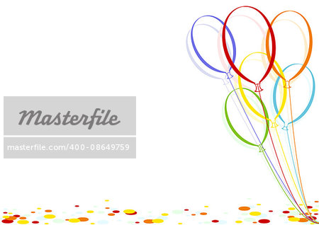 Colored Confetti and Party Balloons - Celebration Background Illustration, Vector