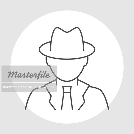 Detective avatar line icon. Spy glyph icon