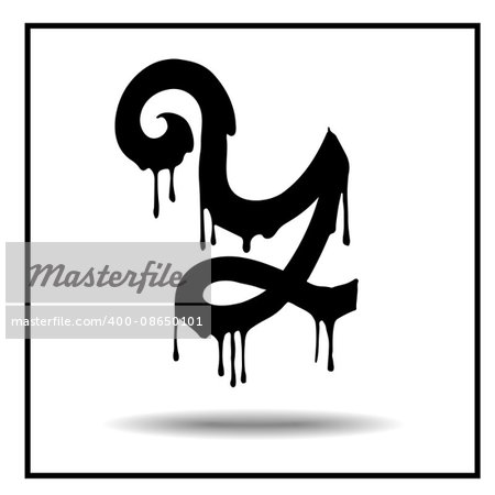 Melted grunge font. Vector illustration. Bloody letters. Melted letter Y